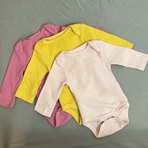 Cloud Island, 3 long sleeve waffle fabric, 0-3 month onesies